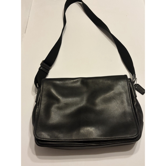 Vintage Coach Black Leather Messenger Bag Crossbody Metro Style 5339 - Picture 1 of 13